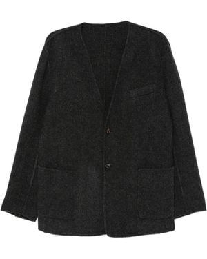 Eleventy V-Neck Button-Up Jacket - Black