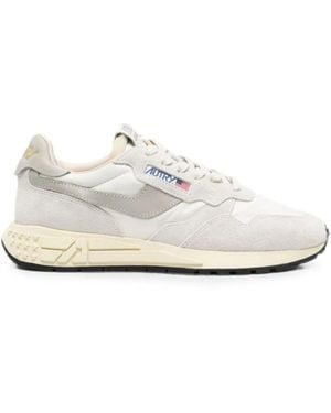 Autry Reelwind Logo-Patch Suede-Panel Trainers - White