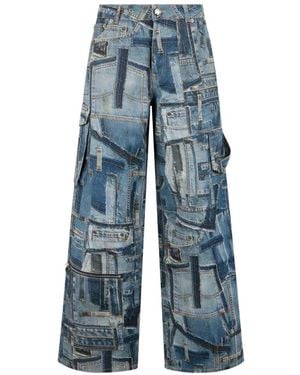 Roberto Cavalli Patchwork Cargo Pants - Blue