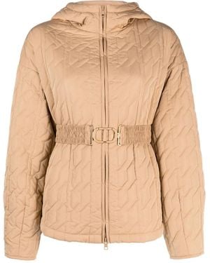Twinset Logo-Belt Quilted Jacket - Natural
