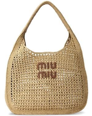 Miu Miu Handtasche mit Smiley-Patch - Mettallic