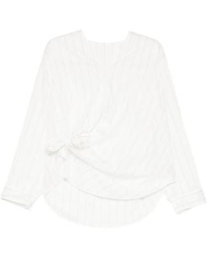 JNBY Blusa A Rayas Con Lazo Delantero - Blanco