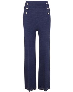 Twinset Buttoned Crochet Pants - Blue