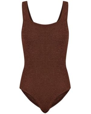 Hunza G Square-Neck Swimsuit - Brown