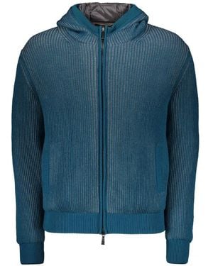 Moorer Padded Ribbed Jacket - Blue