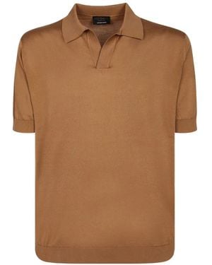 Dell'Oglio Short-Sleeve Knitted Polo-Colar T-Shirt - Brown
