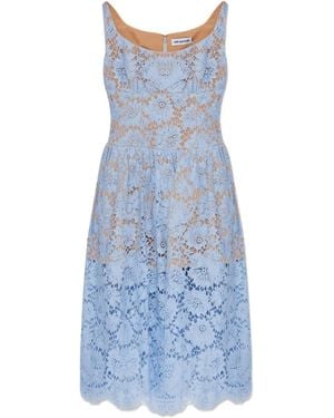 Self-Portrait Floral-Lace Midi Dress - Blue