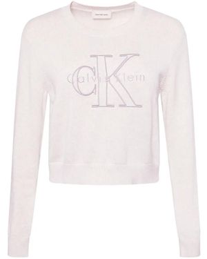 Calvin Klein Pullover Mit Aufgesticktem Logo - Weiß