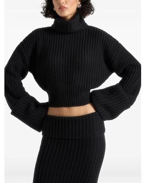 Manière De Voir Roll-Neck Knit Jumper With Cuffs - Black