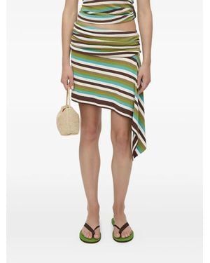 Christopher Esber Stripe-Knit Draped Mini Skirt - Green