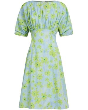 Marni Gathered Poplin Midi Dress - Green