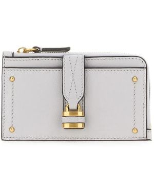 Chloé Paddington Padlock-Detail Card Holder - Grey