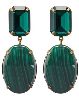 Jennifer Behr Xiomara Oval Drop Earrings - Green
