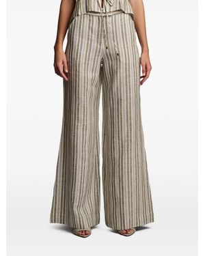 Hevron Capri Striped Trousers - Brown