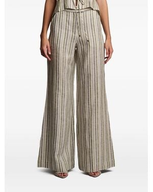 Hevron Capri Striped Trousers - Brown