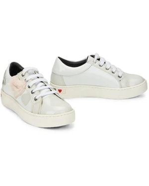 Moschino Heart-Patch Sequin-Embellished Sneakers - White