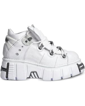 New Rock Platform Lace-Up Trainers - White