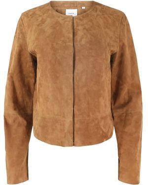 Vince Suede Collarless Jacket - Brown