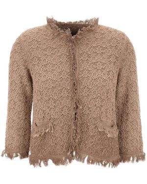 Kangra Bestickter Cardigan Mit Fransen - Braun