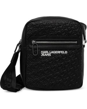 Karl Lagerfeld エンボス メッセンジャーバッグ - ブラック