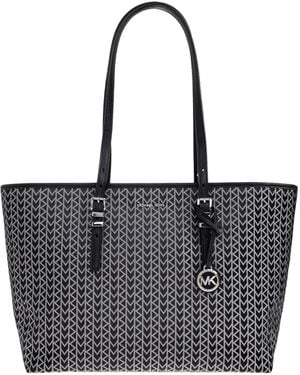 MICHAEL Michael Kors Large Quinn Geometric-Pattern Tote Bag - Black
