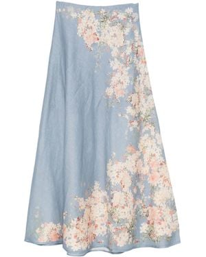 Zimmermann Cascadian Bias Skirt - Blue