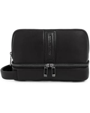 Piquadro Trousse Da Bagno Victor Con Logo - Nero