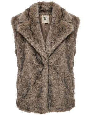 Aniye By Faux-Fur Notched-Lapels Gilet - Brown