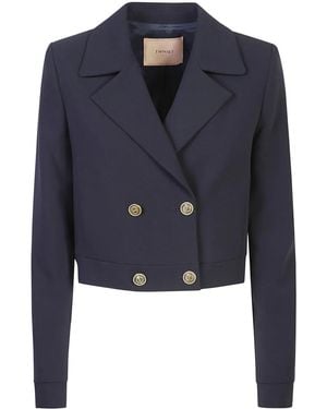 Twinset Cady-Texture Cropped Jacket - Blue