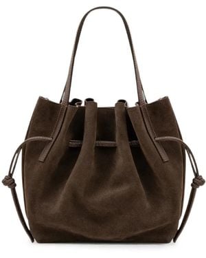 Yuzefi Mini Scallop Suede Tote Bag - Black