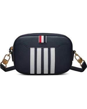 Thom Browne Eckige Ledertasche Mit 4-Streifen-Logo - Blau