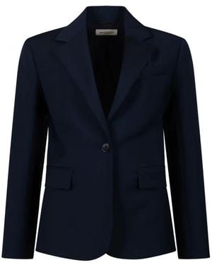 Weekend by Maxmara Single-Breasted Wool Blazer - Blue