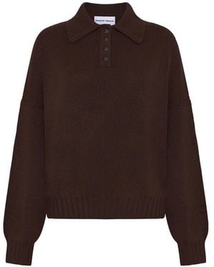 EMERSON RENALDI Buttoned Polo Top - Brown