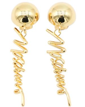 Moschino Logo-Lettering Drop Earrings - Metallic