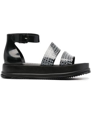 10 Corso Como Monogram-Print Chunky Sandals - Black