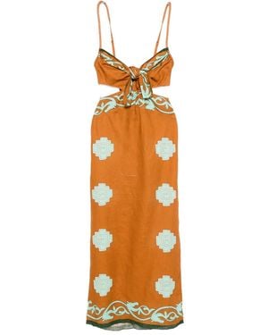 Johanna Ortiz Los Siete Mares Midi Dress - Metallic