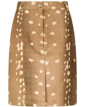 Loulou de Saison Mica Deer-Print Pony-Effect Mid Skirt - Natural