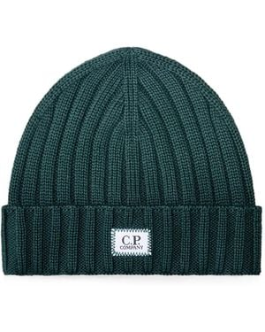 C.P. Company Extrafine Merino-Wool Logo Beanie - Green
