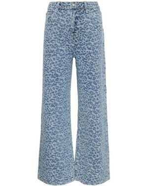 Rally Movement Leopard-Print Baggy Jeans - Blue