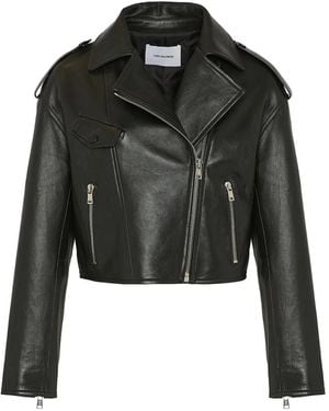 Yves Salomon Lambskin Biker Jacket - Black