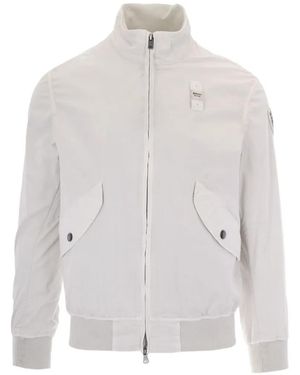 Blauer Logo-Patch Zip-Up Jacket - White