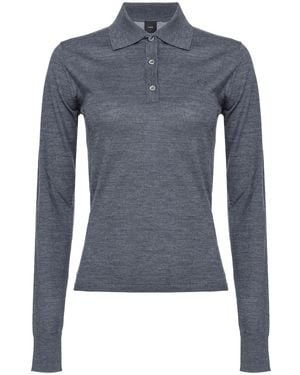 Pinko Liquoroso Wool Polo Top - Blue