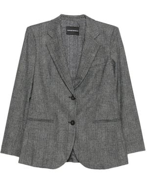 Emporio Armani Check-Pattern Single-Breasted Blazer - Gray