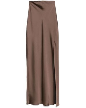 Patrizia Pepe Satined Maxi Skirt - Brown