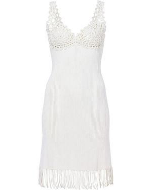 Proenza Schouler Embroidered-Detail Ribbed-Knit Dress - White