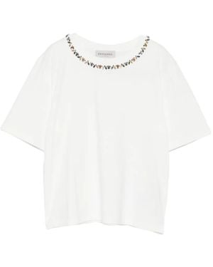 ERMANNO FIRENZE Embellished Crew-Neck T-Shirt - White