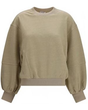 Brunello Cucinelli Balloon-Sleeve Sweatshirt - Natural