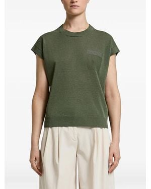 Peserico Bead-embellished Pocket Jumper - Green