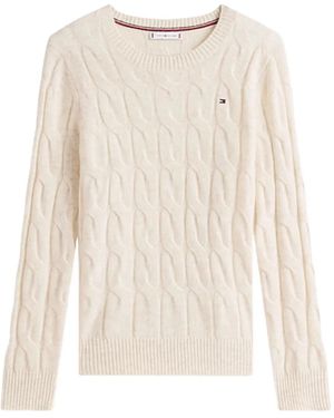 Tommy Hilfiger Soft Wool Cable Knit Jumper - Natural