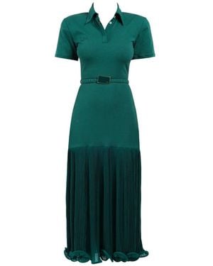 ROWEN ROSE Robe Plissée À Col Polo - Green